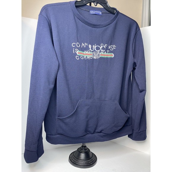 Common sense is not that common, ZARA, Woman, Med., Navy, Pullover, Long-sleeves - Picture 9 of 14